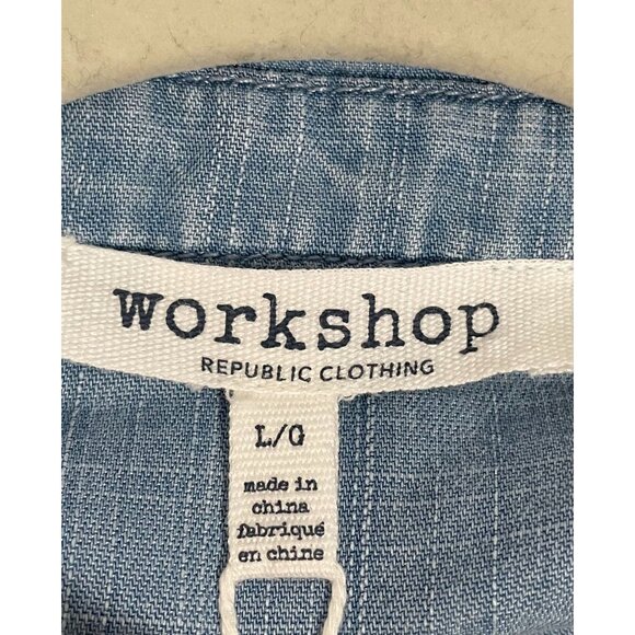 Workshop Republic Clothing Light Blue Tencel-Lyocell Button-Up Tunic Shirt - Picture 6 of 9